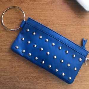 Royal Blue Studded Clutch Purse Pouch Ring
